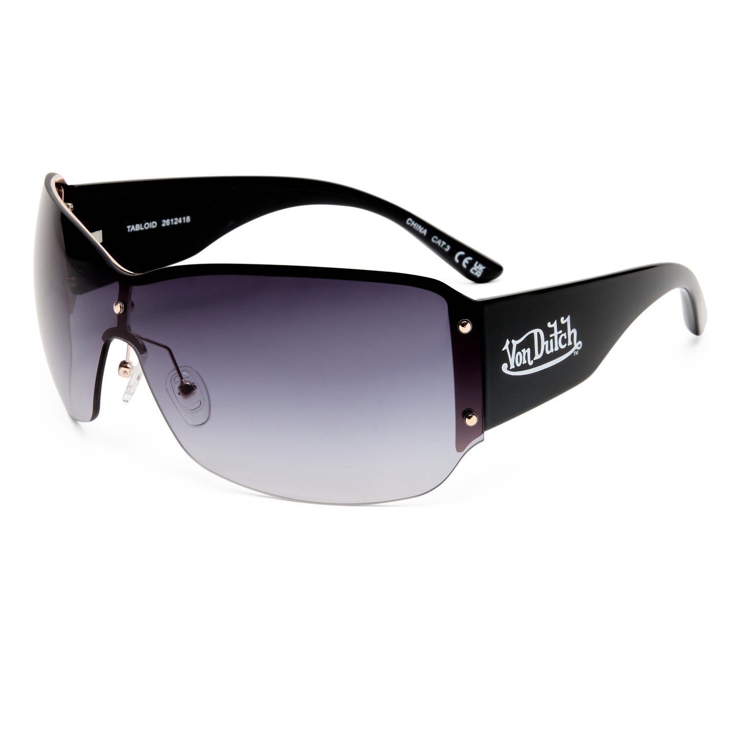 Tabloid Gold Black Uni-Sex Wrap Sunglasses | Aire