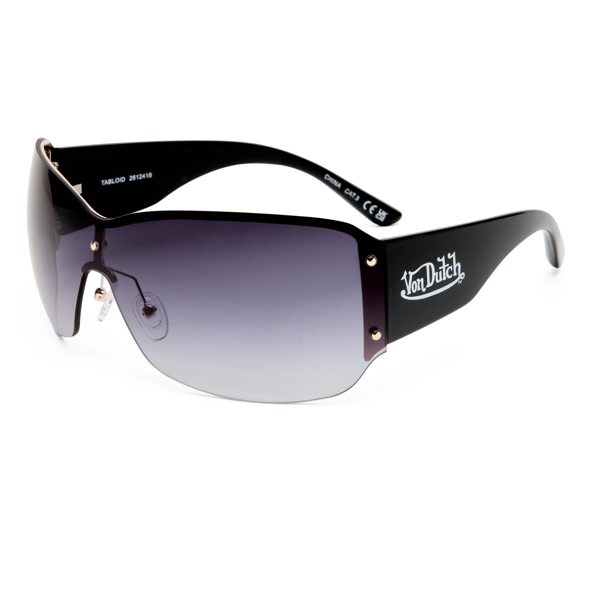 Tabloid Gold Black Uni-Sex Wrap Sunglasses | Aire
