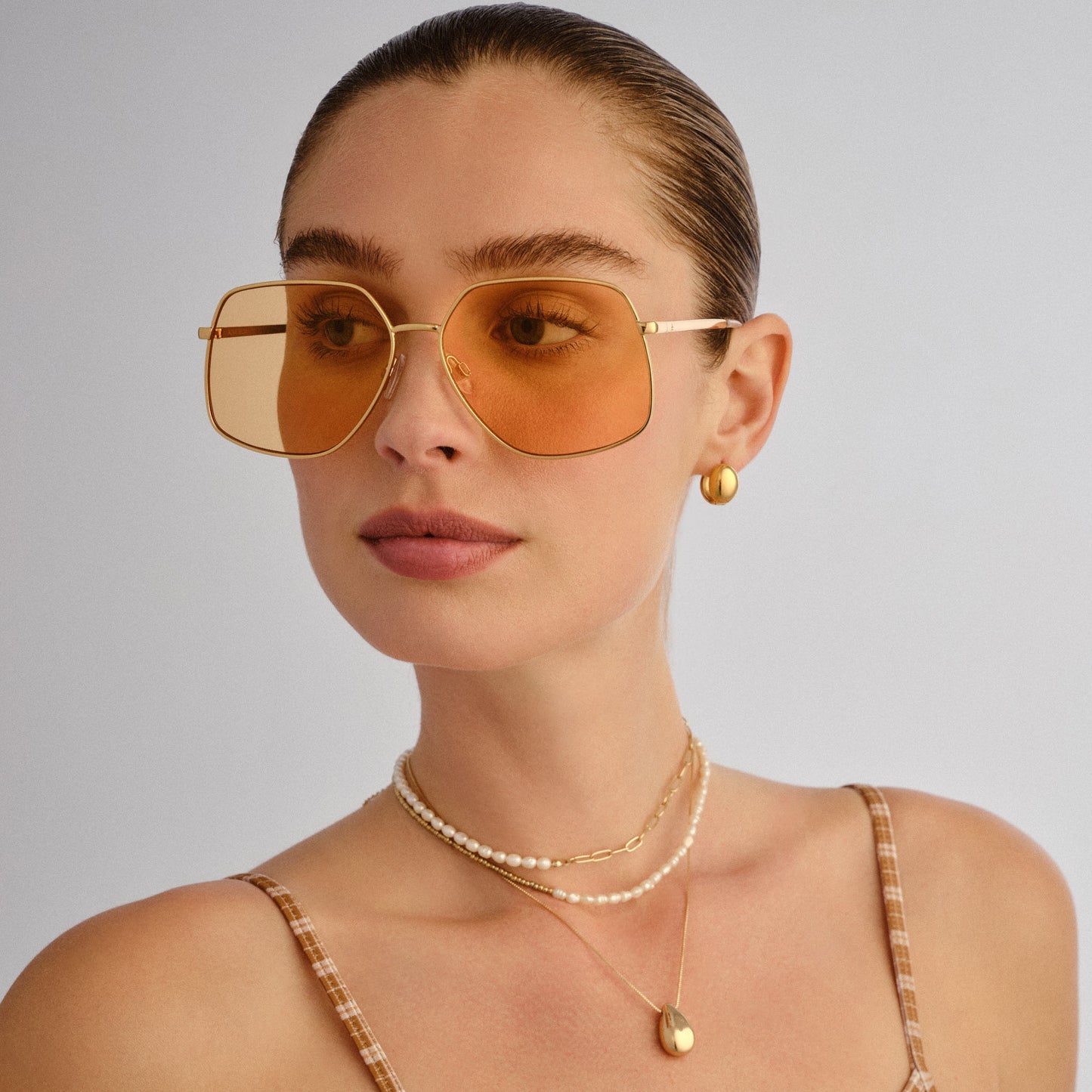 Altair Gold Clear Female Aviator Sunglasses | Aire